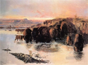  manada Obras - La manada de búfalos 1895 Charles Marion Russell